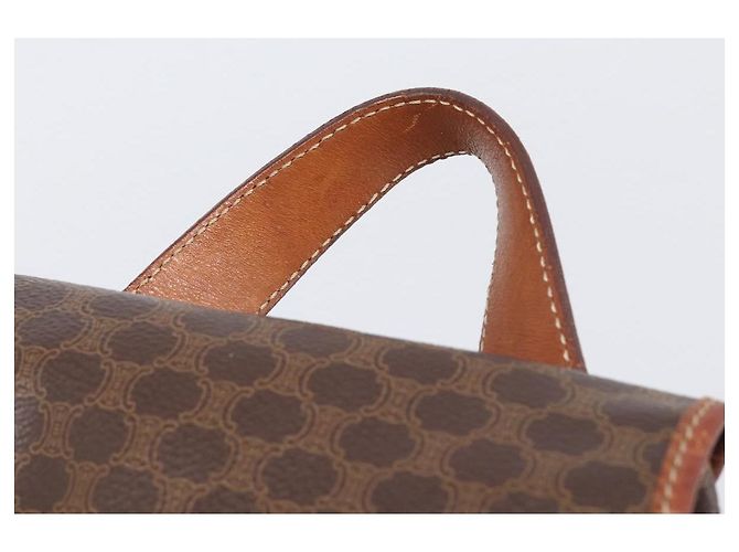 Edge Céline Zaino CELINE Macadam Canvas PVC Leather Brown Gold Auth 197605 Marrone D'oro - vista 14