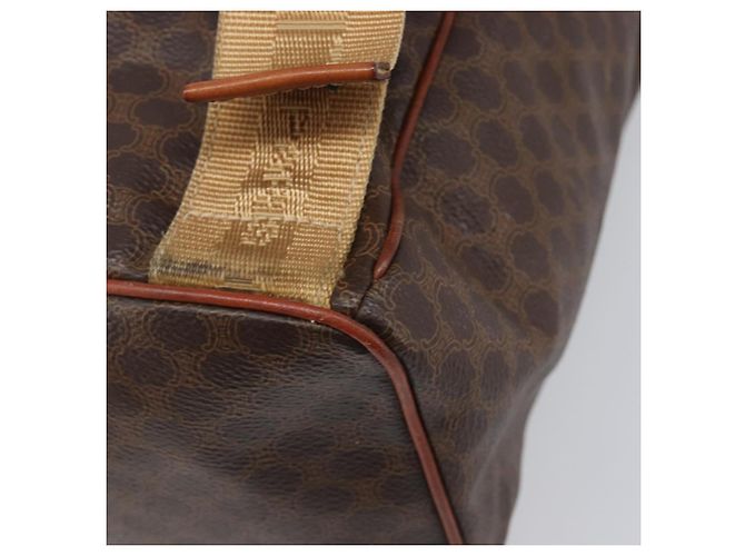 Edge Céline Zaino CELINE Macadam Canvas PVC Leather Brown Gold Auth 197605 Marrone D'oro - vista 18