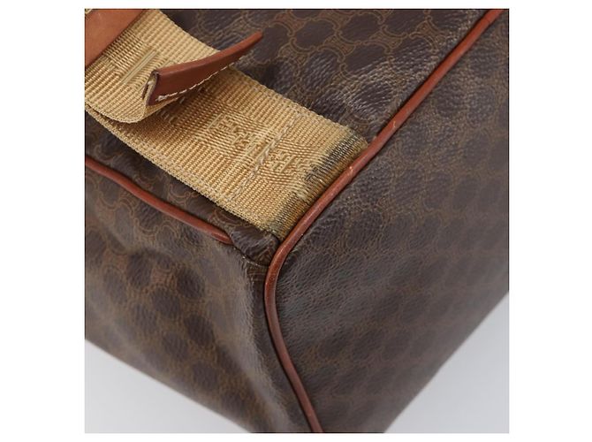 Edge Céline Zaino CELINE Macadam Canvas PVC Leather Brown Gold Auth 197605 Marrone D'oro - vista 19