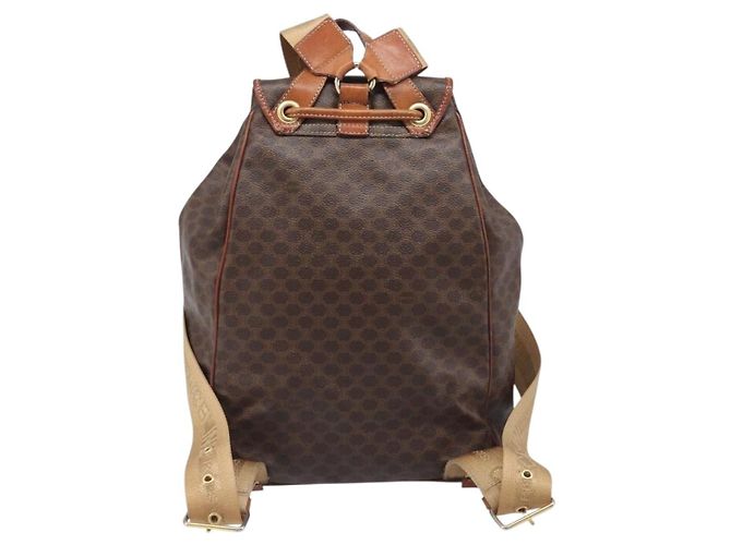 Edge Céline Zaino CELINE Macadam Canvas PVC Leather Brown Gold Auth 197605 Marrone D'oro - vista 2