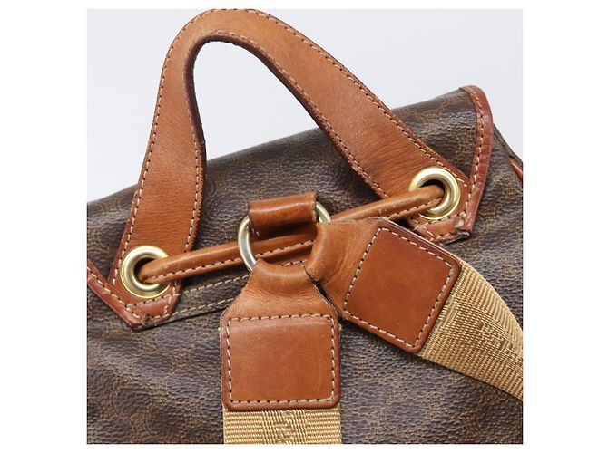 Edge Céline Zaino CELINE Macadam Canvas PVC Leather Brown Gold Auth 197605 Marrone D'oro - vista 20