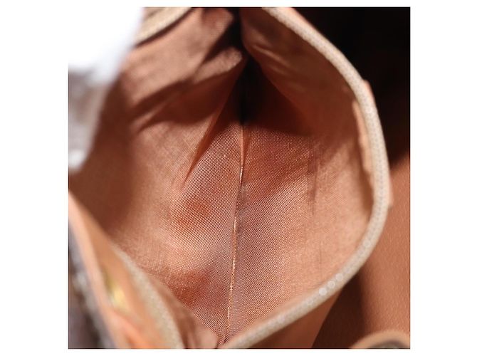 Edge Céline Zaino CELINE Macadam Canvas PVC Leather Brown Gold Auth 197605 Marrone D'oro - vista 26