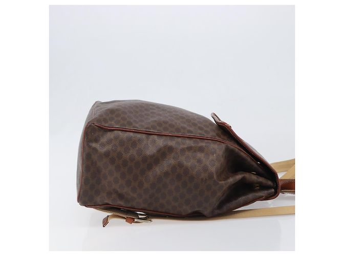 Edge Céline Zaino CELINE Macadam Canvas PVC Leather Brown Gold Auth 197605 Marrone D'oro - vista 3