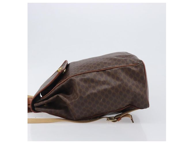 Edge Céline Zaino CELINE Macadam Canvas PVC Leather Brown Gold Auth 197605 Marrone D'oro - vista 4