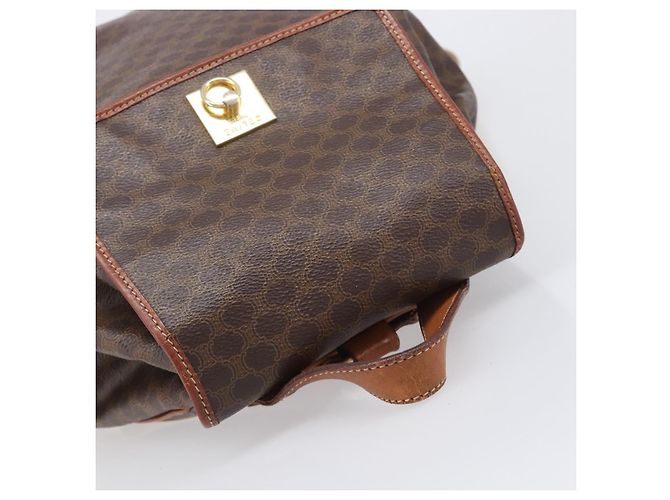 Edge Céline Zaino CELINE Macadam Canvas PVC Leather Brown Gold Auth 197605 Marrone D'oro - vista 6