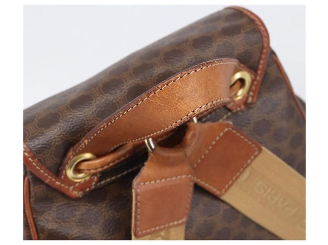 Edge Céline Zaino CELINE Macadam Canvas PVC Leather Brown Gold Auth 197605 Marrone D'oro - vista 7