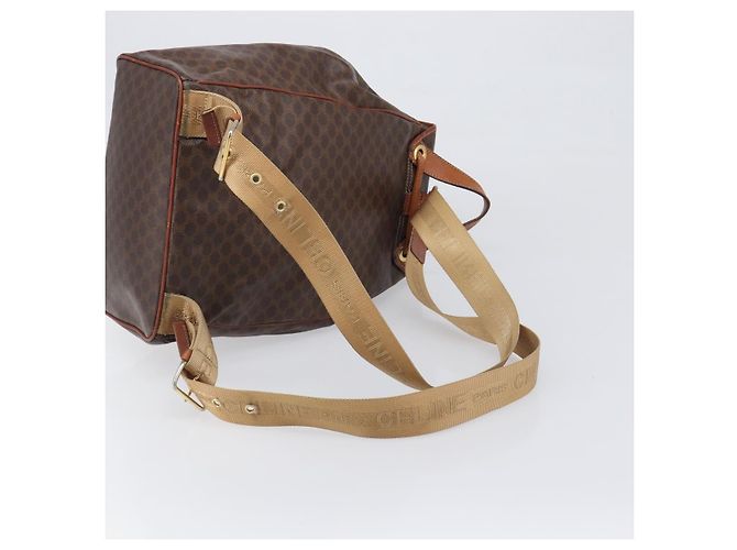 Edge Céline Zaino CELINE Macadam Canvas PVC Leather Brown Gold Auth 197605 Marrone D'oro - vista 8
