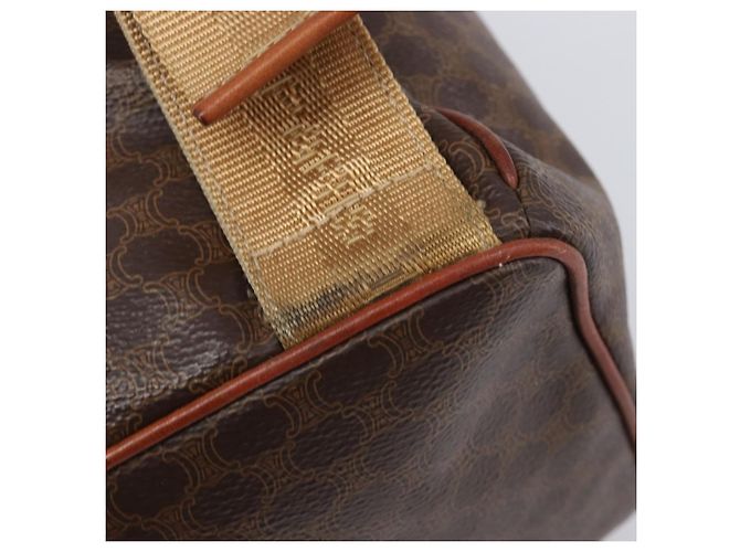 Edge Céline Zaino CELINE Macadam Canvas PVC Leather Brown Gold Auth 197605 Marrone D'oro - vista 9