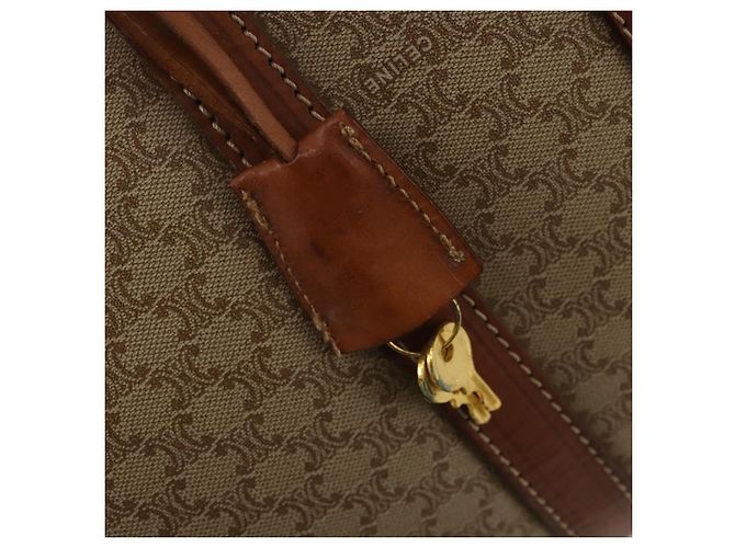 Céline CELINE Macadam Canvas Boston Bag PVC Beige Gold Auth 197611 Golden - view 10