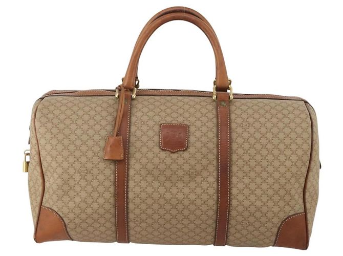 Céline CELINE Macadam Canvas Boston Bag PVC Beige Gold Auth 197611 Golden - view 13