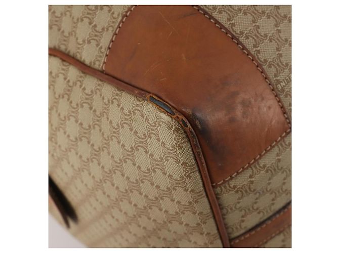 Céline CELINE Macadam Canvas Boston Bag PVC Beige Gold Auth 197611 Golden - view 17