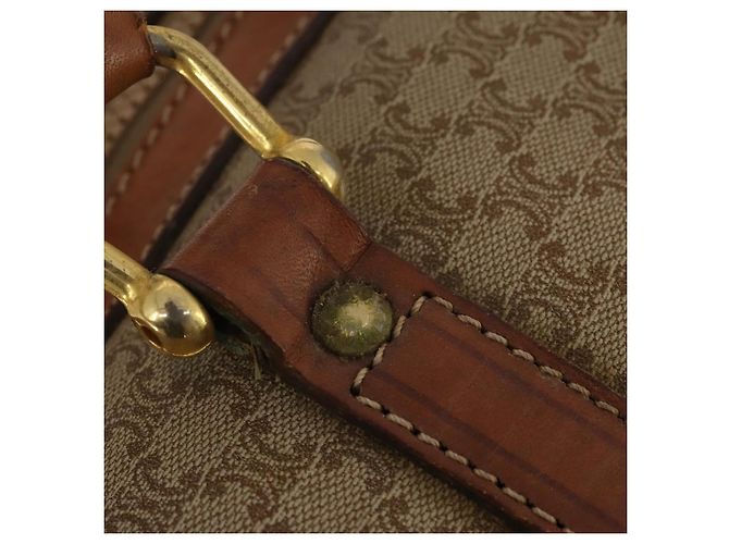 Céline CELINE Macadam Canvas Boston Bag PVC Beige Gold Auth 197611 Golden - view 18