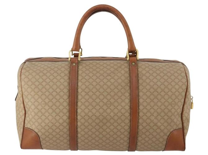 Céline CELINE Macadam Canvas Boston Bag PVC Beige Gold Auth 197611 Golden - view 2