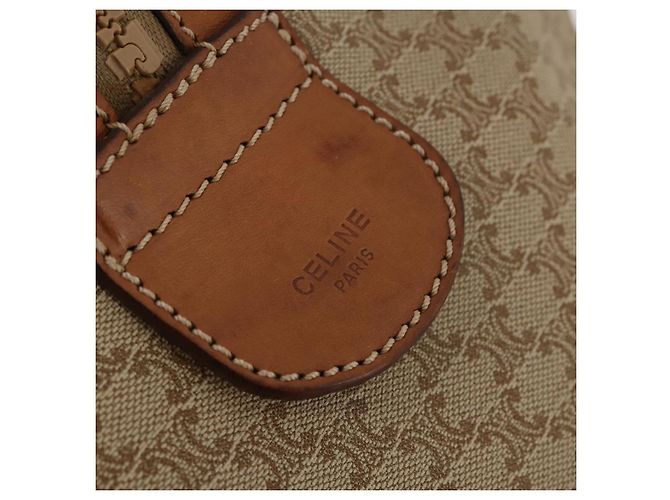 Céline CELINE Macadam Canvas Boston Bag PVC Beige Gold Auth 197611 Golden - view 20
