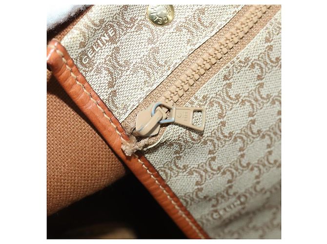 Céline CELINE Macadam Canvas Boston Bag PVC Beige Gold Auth 197611 Golden - view 24