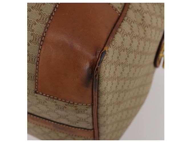 Céline CELINE Macadam Canvas Boston Bag PVC Beige Gold Auth 197611 Golden - view 8