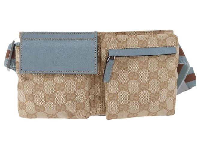 Borsello da vita GUCCI GG Canvas Sherry Line Outlet Beige Silver 162962 Auth 200345A Argento - vista 2