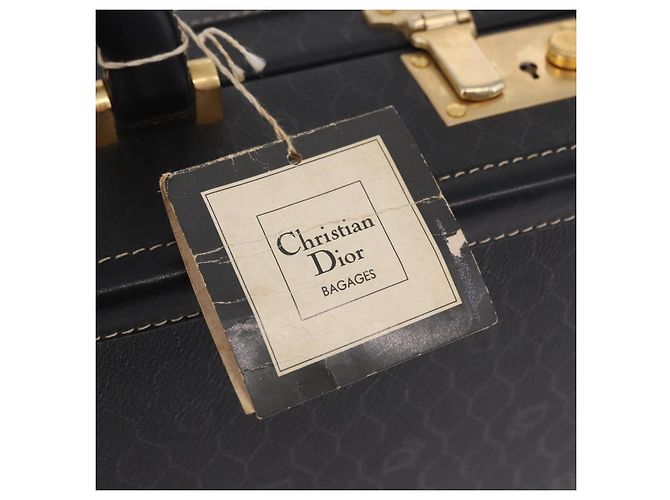 Baule Christian Dior in tela a nido d'ape PVC Nero Oro Auth 197631A - vista 15