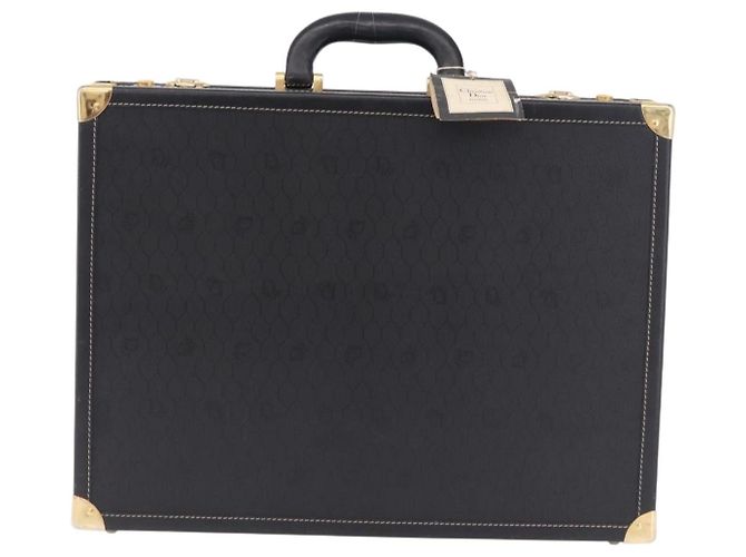 Baule Christian Dior in tela a nido d'ape PVC Nero Oro Auth 197631A - vista 2