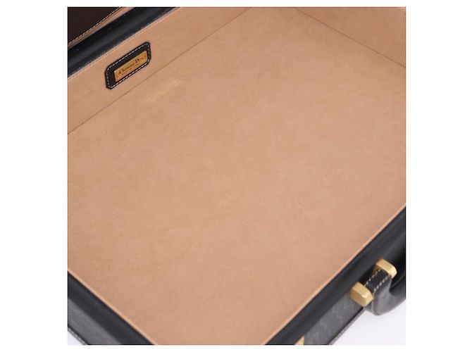 Baule Christian Dior in tela a nido d'ape PVC Nero Oro Auth 197631A - vista 20