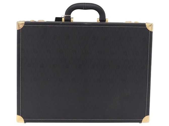 Baule Christian Dior in tela a nido d'ape PVC Nero Oro Auth 197631A - vista 3