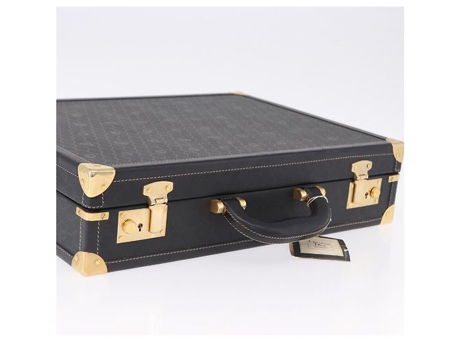 Baule Christian Dior in tela a nido d'ape PVC Nero Oro Auth 197631A - vista 7
