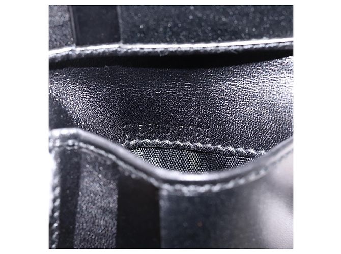 Cartera compacta bifold GUCCI Interlocking G de cuero negro 115219 Auth am12557V Dorado - vista 11