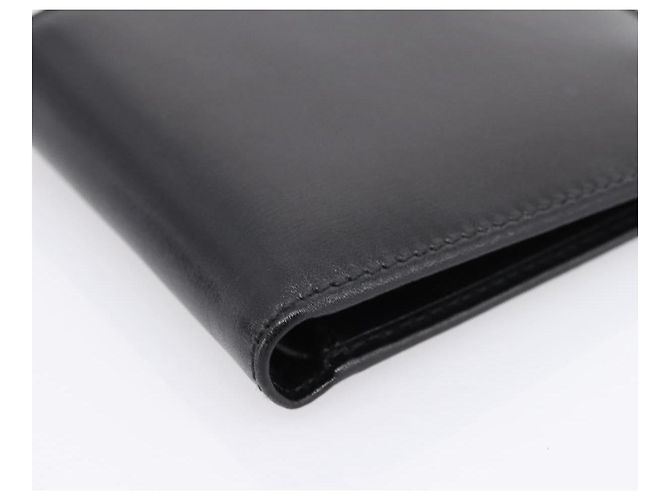 Cartera compacta bifold GUCCI Interlocking G de cuero negro 115219 Auth am12557V Dorado - vista 14