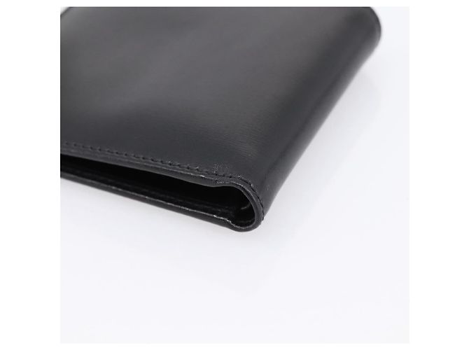 Cartera compacta bifold GUCCI Interlocking G de cuero negro 115219 Auth am12557V Dorado - vista 15