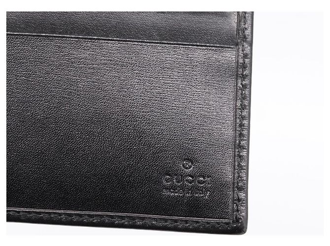 Cartera compacta bifold GUCCI Interlocking G de cuero negro 115219 Auth am12557V Dorado - vista 17