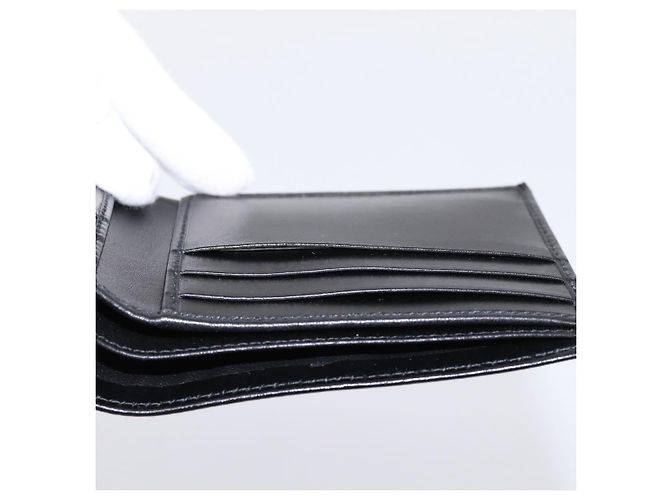 Cartera compacta bifold GUCCI Interlocking G de cuero negro 115219 Auth am12557V Dorado - vista 18