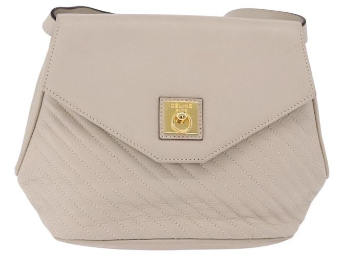 Céline Borsa a tracolla CELINE in pelle beige tono oro Auth 202258A - vista 13