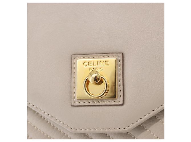 Céline Borsa a tracolla CELINE in pelle beige tono oro Auth 202258A - vista 19