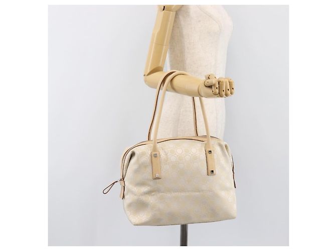 Borsa Tote Salvatore Ferragamo Canvas Beige Silver Auth ka6029 Argento - vista 22