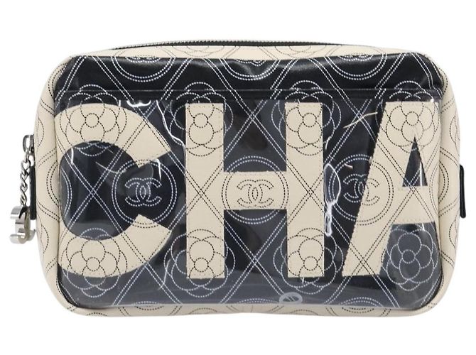Borsa a tracolla CHANEL COCO Mark Camelia PVC Pelle Nero Bianco CC Auth 200139SAM - vista 13