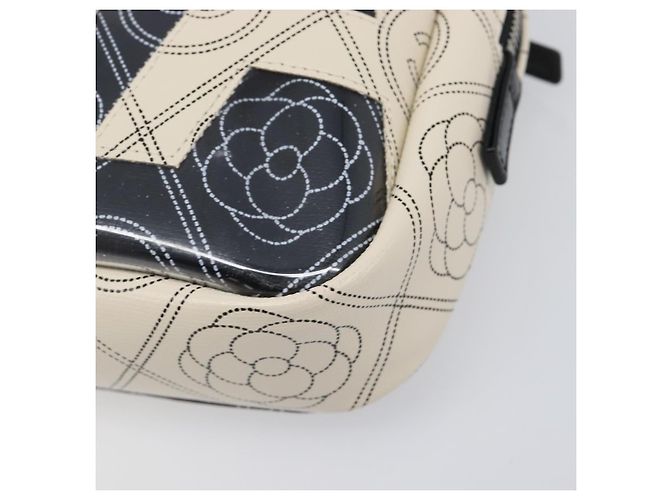 Borsa a tracolla CHANEL COCO Mark Camelia PVC Pelle Nero Bianco CC Auth 200139SAM - vista 15