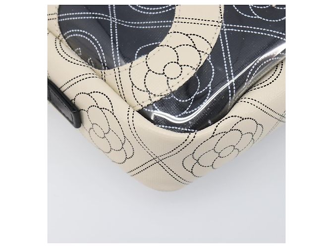 Borsa a tracolla CHANEL COCO Mark Camelia PVC Pelle Nero Bianco CC Auth 200139SAM - vista 16