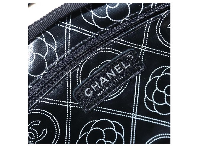 Borsa a tracolla CHANEL COCO Mark Camelia PVC Pelle Nero Bianco CC Auth 200139SAM - vista 19