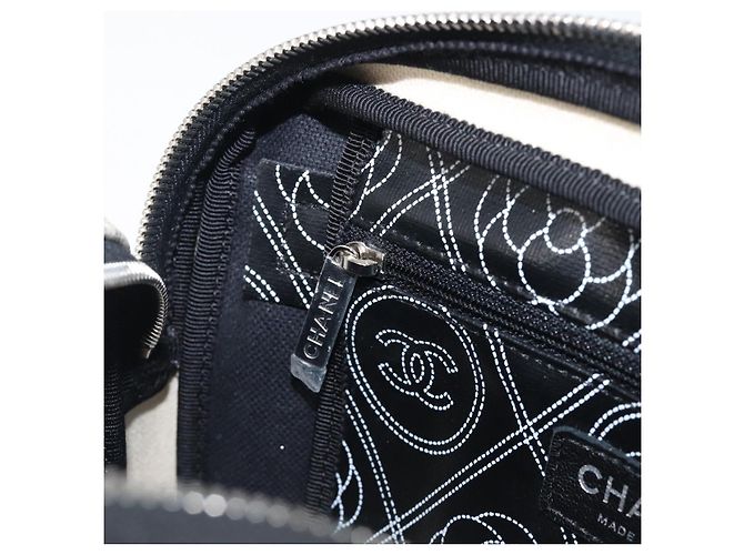 Borsa a tracolla CHANEL COCO Mark Camelia PVC Pelle Nero Bianco CC Auth 200139SAM - vista 22