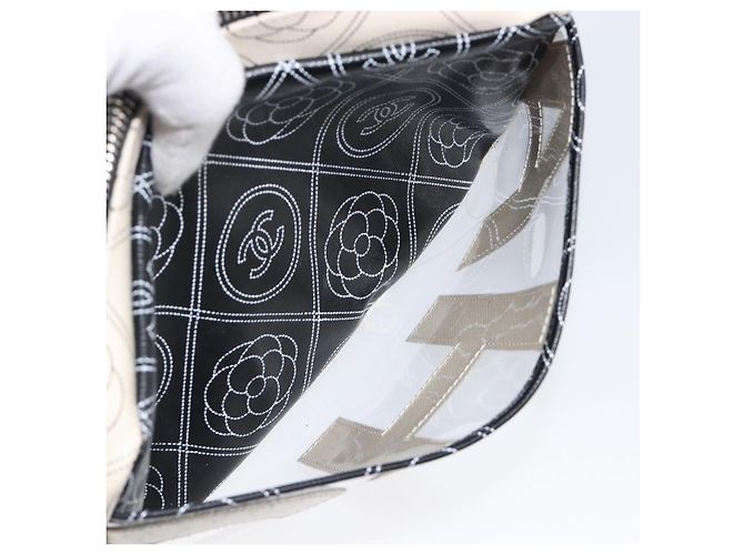 Borsa a tracolla CHANEL COCO Mark Camelia PVC Pelle Nero Bianco CC Auth 200139SAM - vista 24