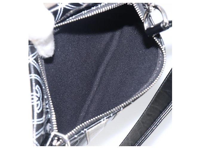Borsa a tracolla CHANEL COCO Mark Camelia PVC Pelle Nero Bianco CC Auth 200139SAM - vista 25