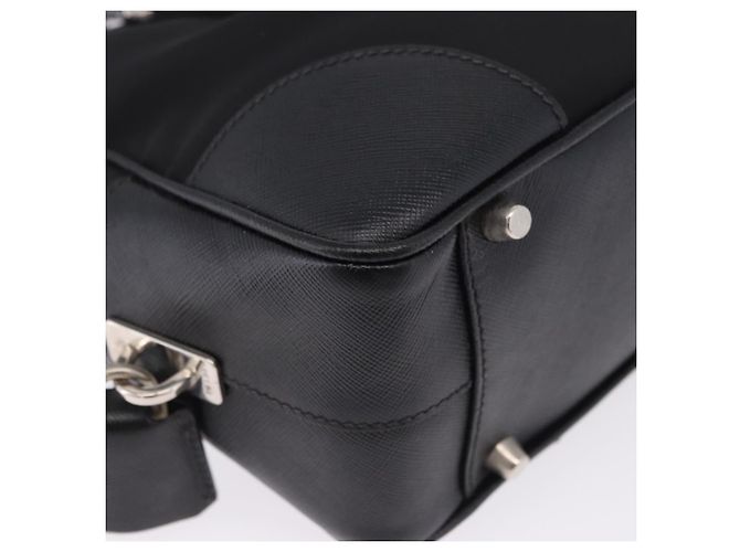 PRADA Hand Bag Nylon Black Silver Auth 199441V Silvery - view 15