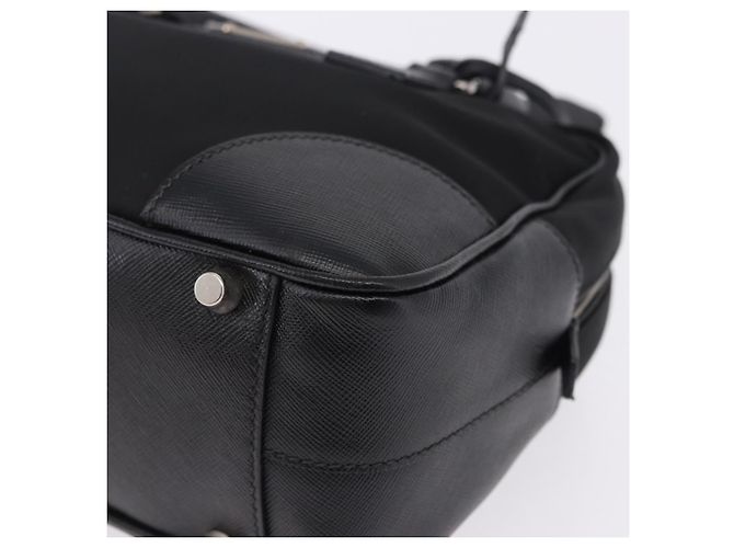 PRADA Hand Bag Nylon Black Silver Auth 199441V Silvery - view 16