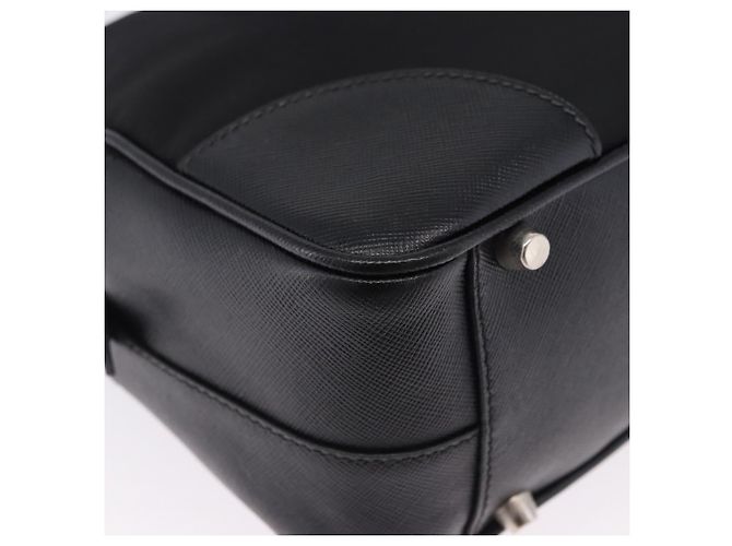 PRADA Hand Bag Nylon Black Silver Auth 199441V Silvery - view 17