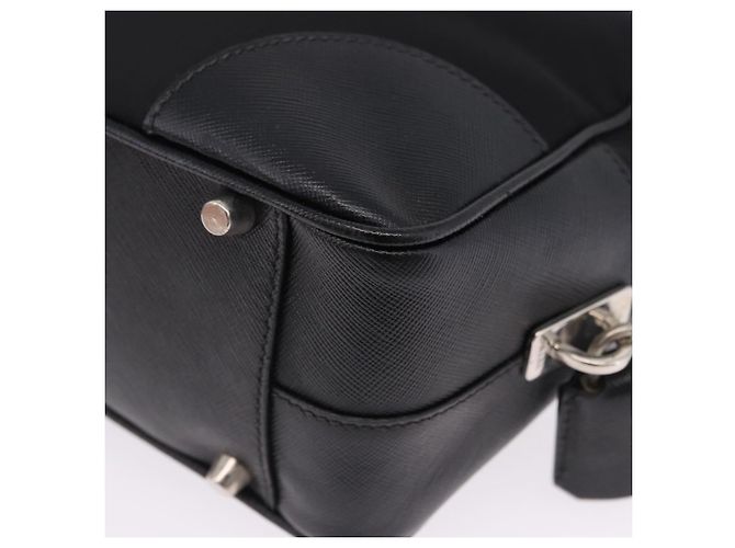 PRADA Hand Bag Nylon Black Silver Auth 199441V Silvery - view 18