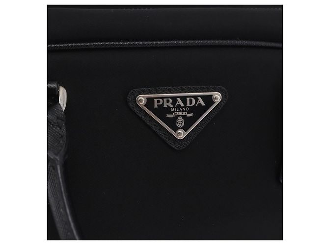 PRADA Hand Bag Nylon Black Silver Auth 199441V Silvery - view 20