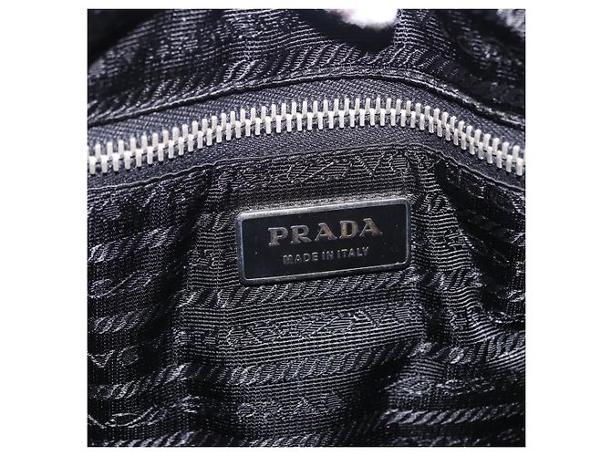 PRADA Hand Bag Nylon Black Silver Auth 199441V Silvery - view 22