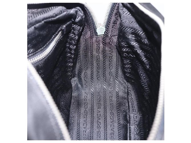 PRADA Hand Bag Nylon Black Silver Auth 199441V Silvery - view 23