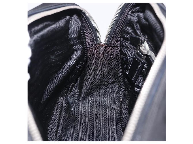 PRADA Hand Bag Nylon Black Silver Auth 199441V Silvery - view 24