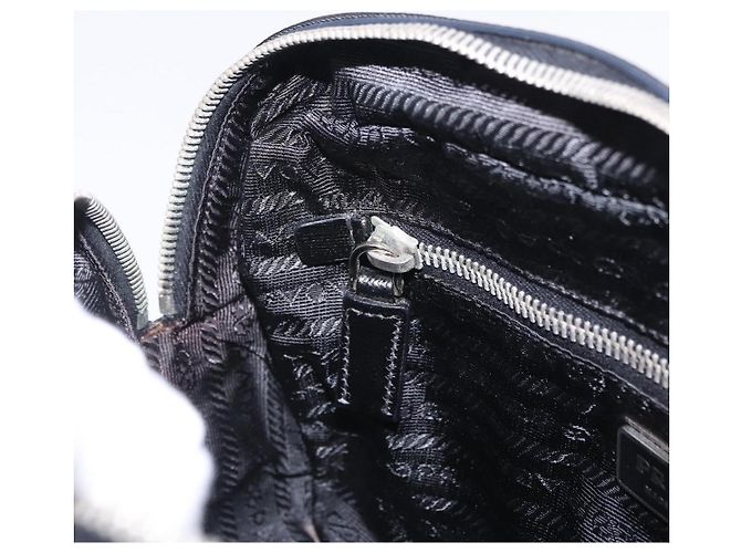 PRADA Hand Bag Nylon Black Silver Auth 199441V Silvery - view 25